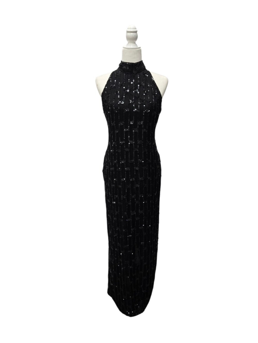 Vintage Scala Silk Beaded Gown in Black